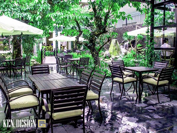 thiết kế quán cafe phong cách sân vườn